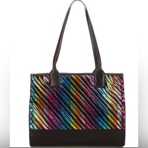 Kurt Geiger London Woven Rainbow Pattern Kensington Square Tote Bag NwT
